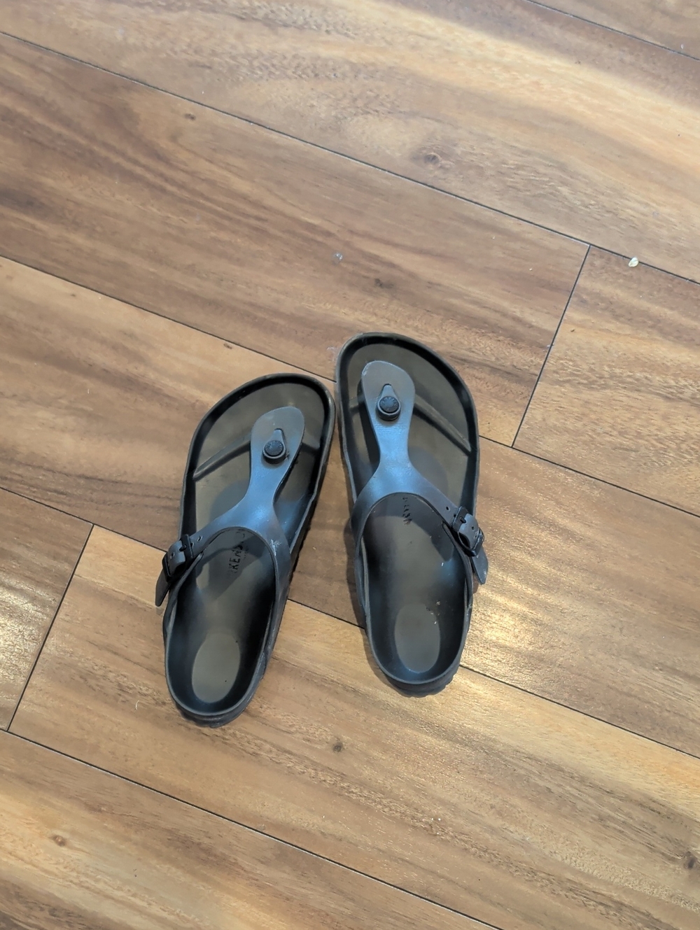 Birkenstock Black Thong Sandals with Adjustable Side Strap